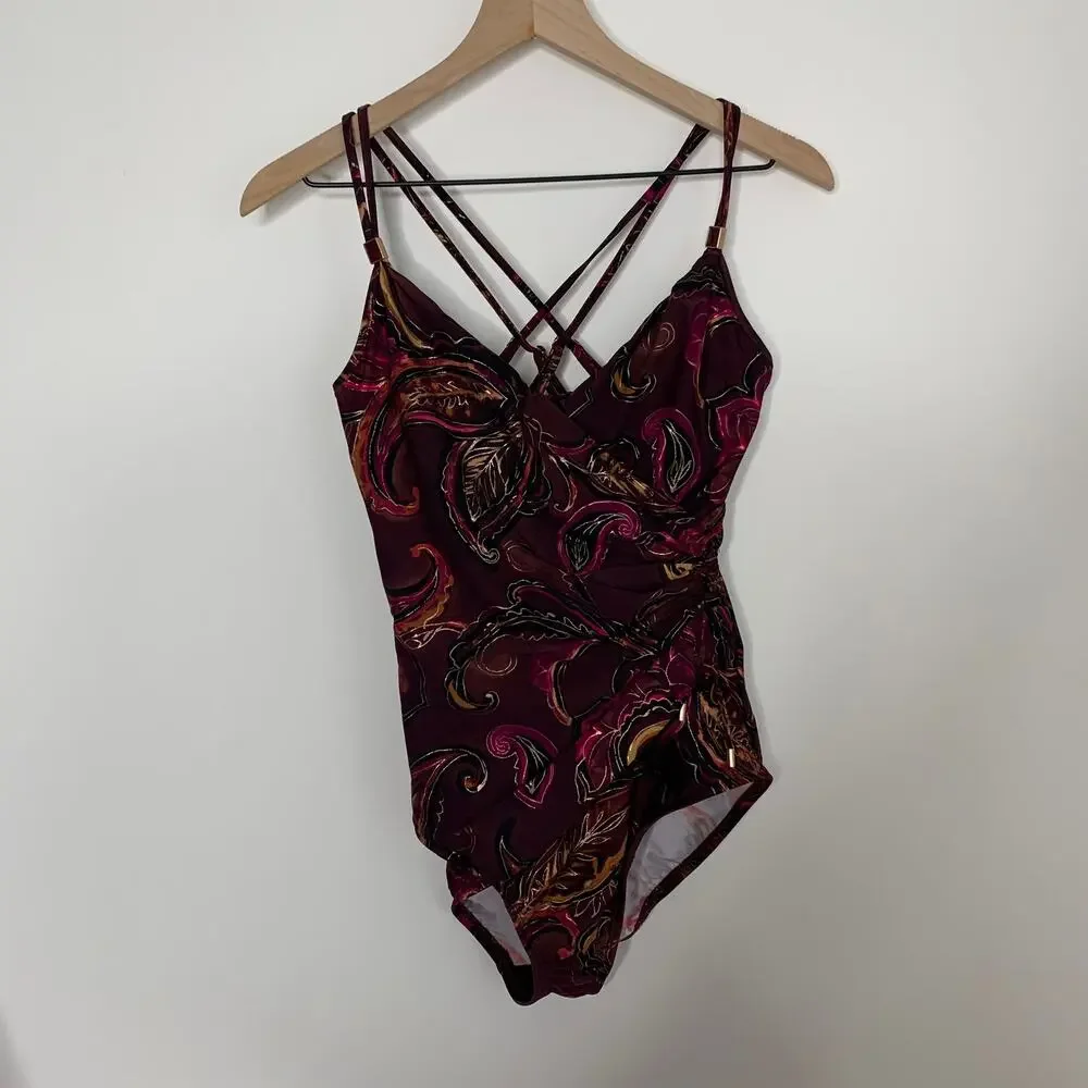 MagicSuit Empress Celeste One-Piece Swimsuit Purple Gold Womens US10
